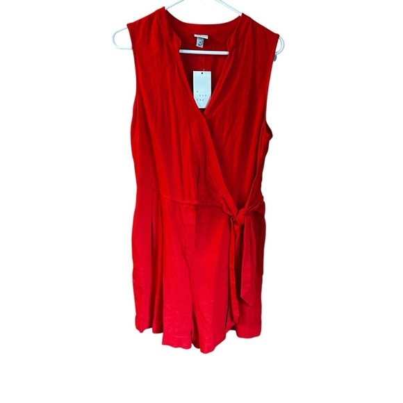 NWT A New Day Red Linen Blend Shorts Jumpsuit Sz M - Picture 3 of 9